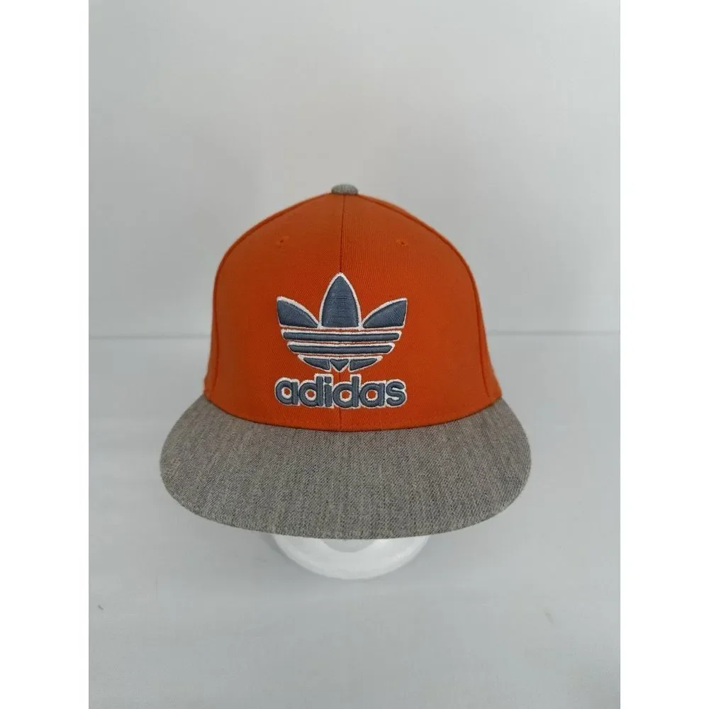 Adidas Flex Fit Hat 210 Fitted Flexfit 7 1/4 - 7 5/8 Orange And Gray‎ Cap Logo